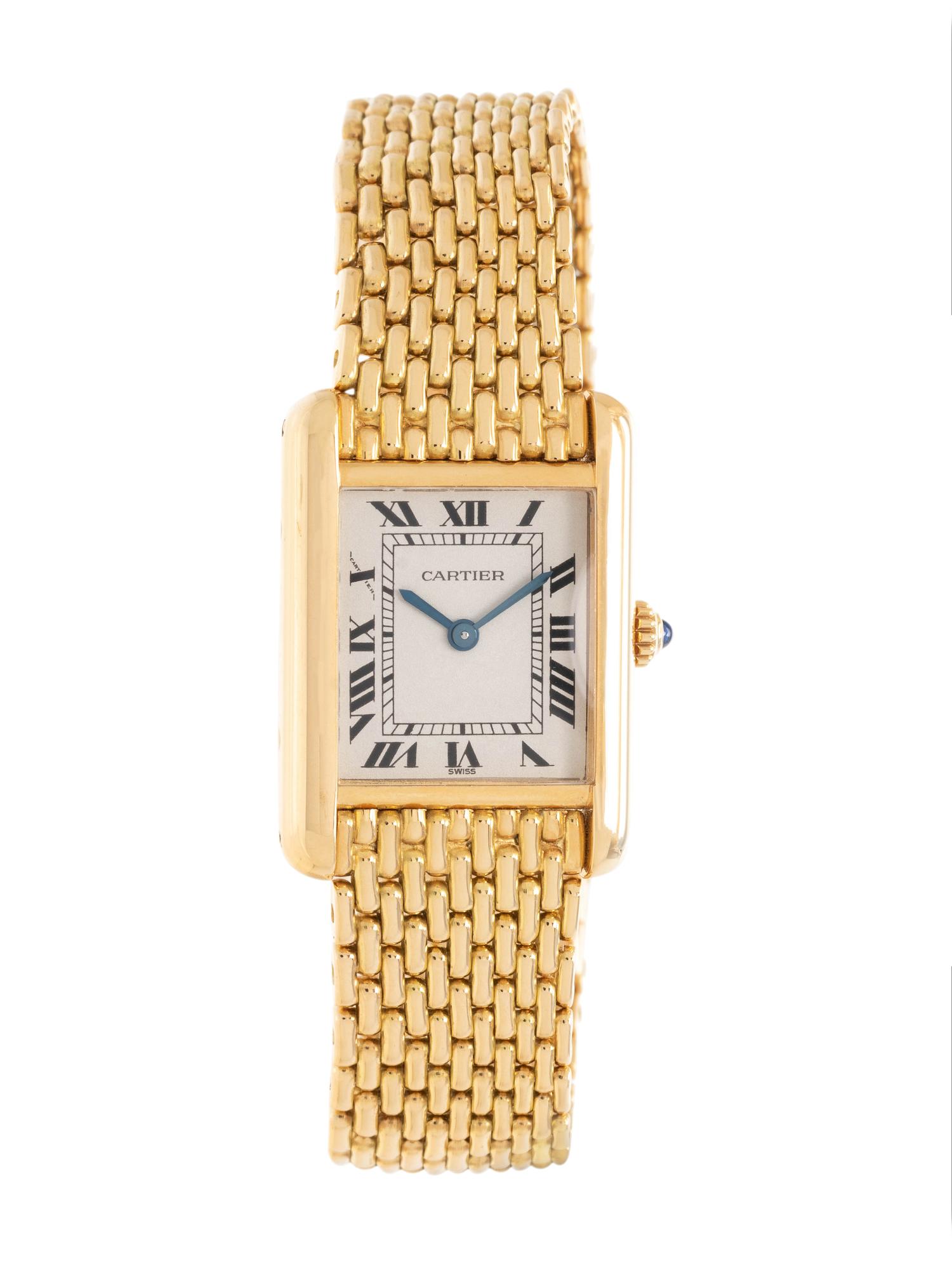 CARTIER, REF. 2442 18K YELLOW GOLD 'TANK' WRISTWATCH