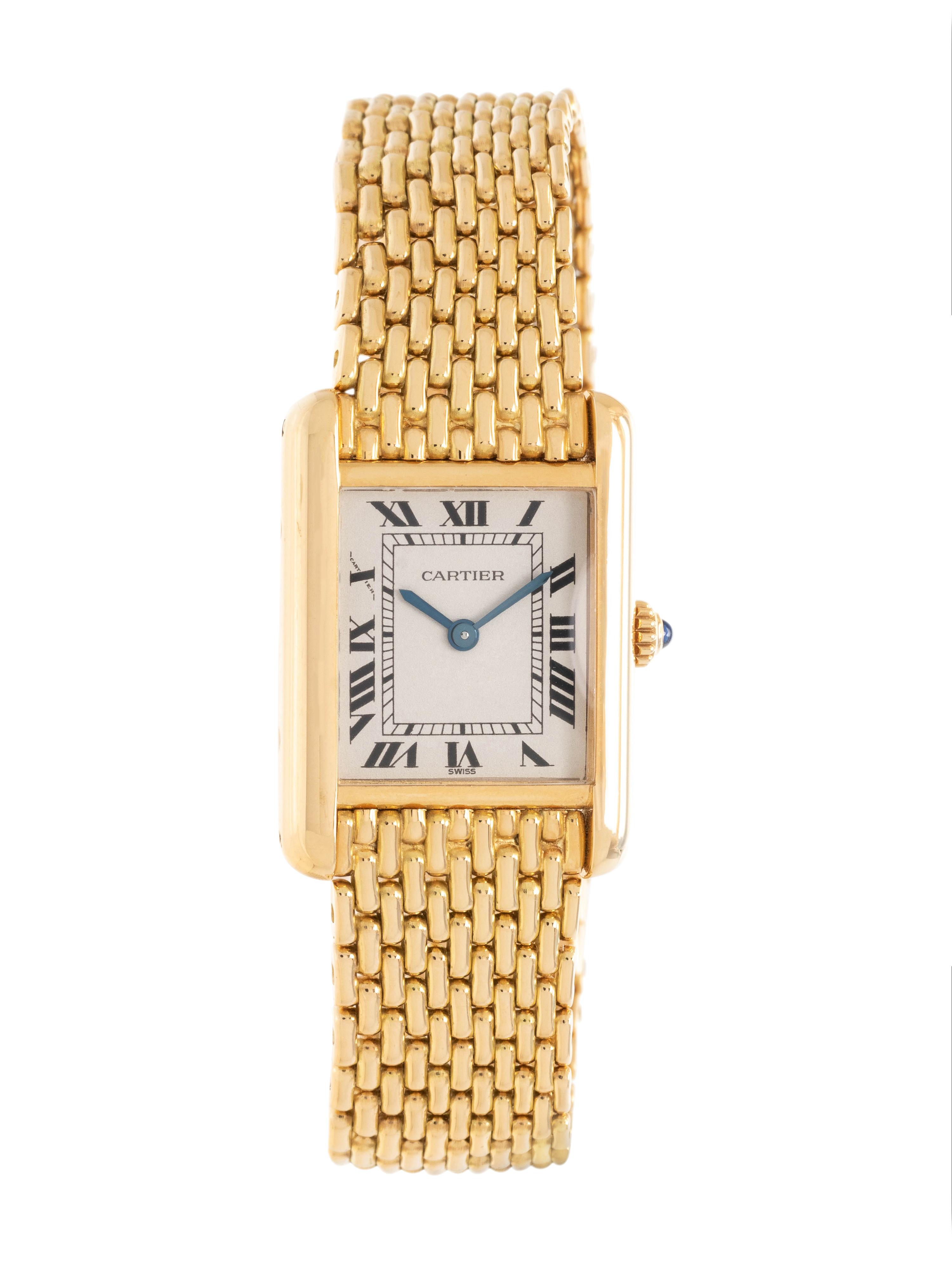CARTIER, REF. 2442 18K YELLOW GOLD 'TANK' WRISTWATCH