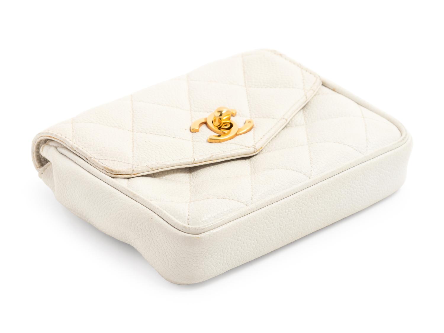 Chanel White Quilted Bag for Belt, 1991-94