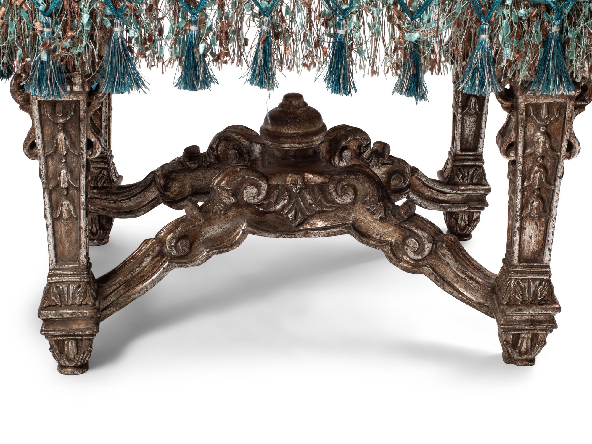 A Pair of Louis XIV Style Silvered Wood Stools