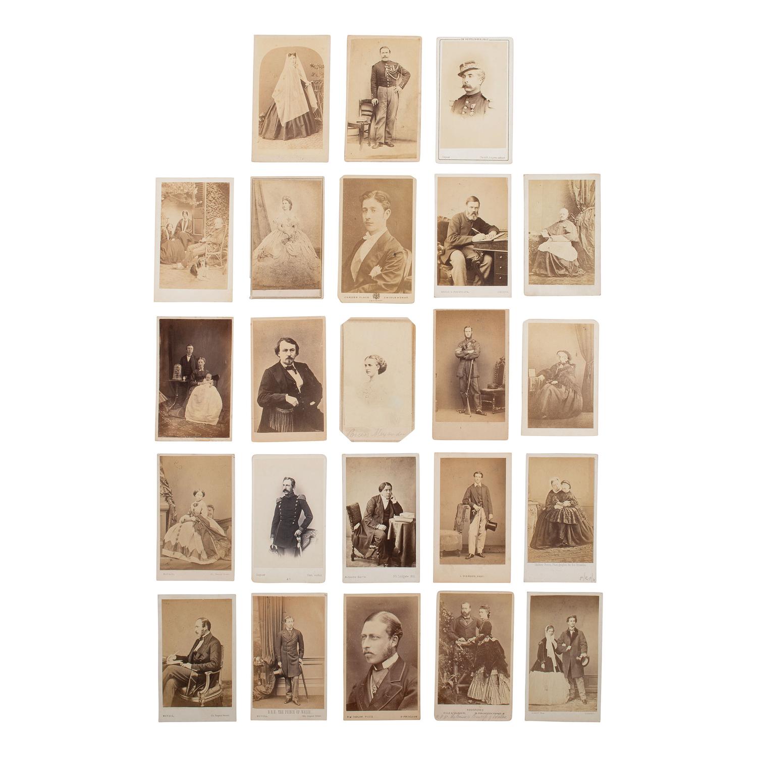 [Early Photography] Group of 190 Carte de Visites and Cabinet Cards of European Subjects, incl. Royalty.