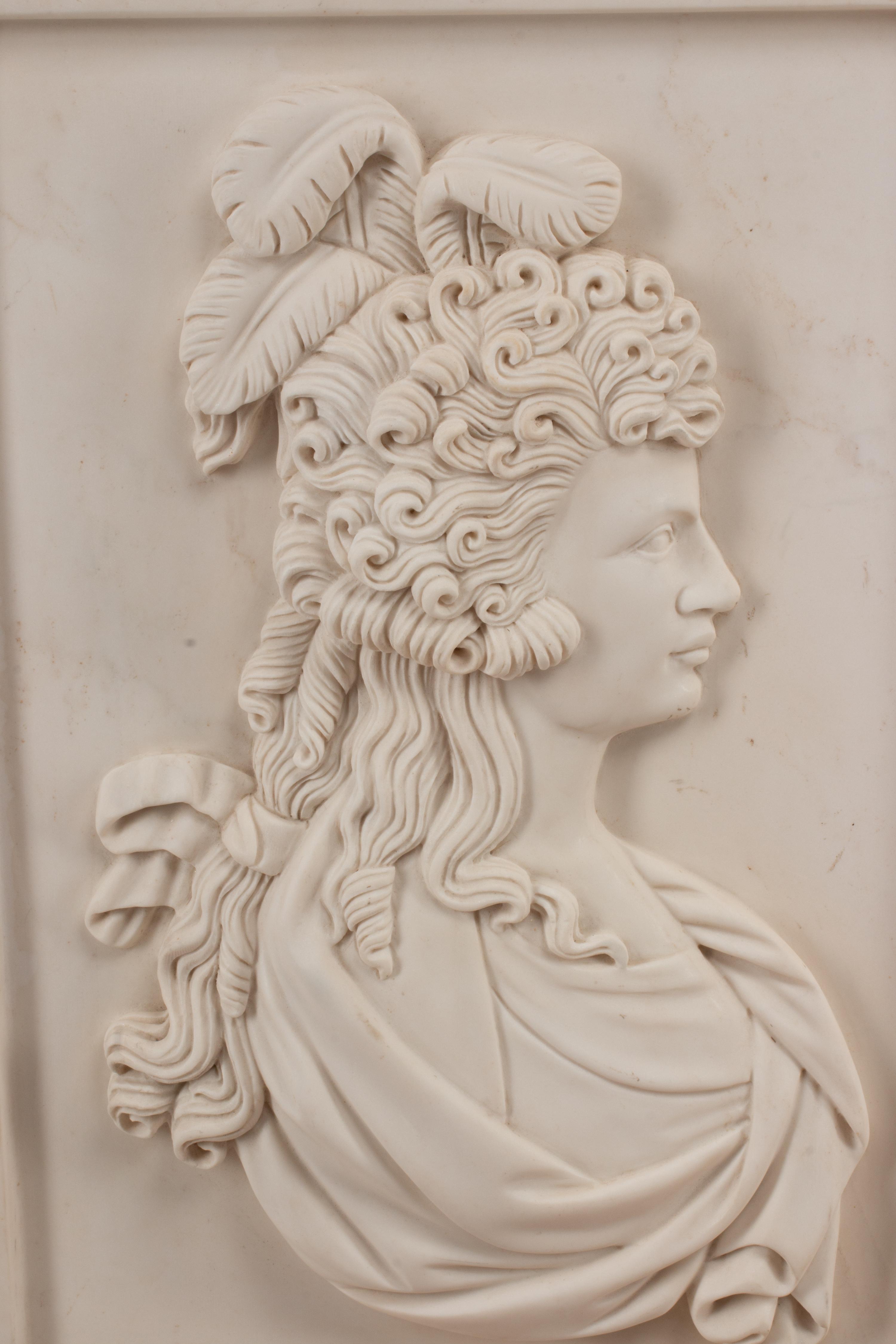 A Pair of Italian Marble and Bronze Mounted Profile Plaques
