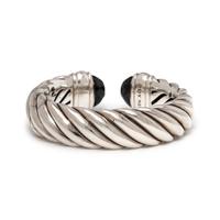DAVID YURMAN, STERLING SILVER, ONYX AND DIAMOND 'CABLE CLASSIC' CUFF BRACELET