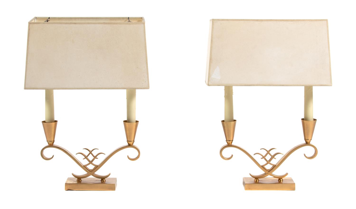 A Pair of Art Deco Style Gilt-Metal Lamps