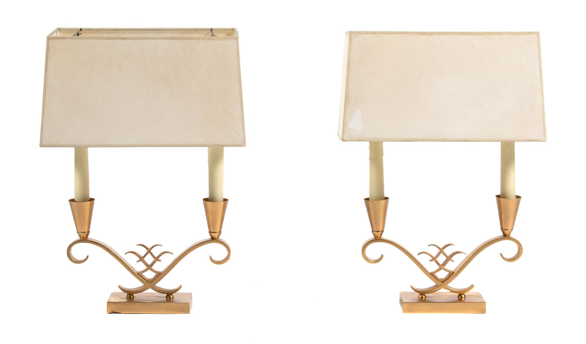 A Pair of Art Deco Style Gilt-Metal Lamps