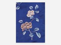 A Chinese embroidered deep blue silk surcoat, Late 19th to early 20th century 刺繡深藍袍 十九世紀末至二十世紀初
