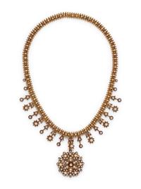 ANTIQUE, YELLOW GOLD AND PEARL CONVERTIBLE NECKLACE