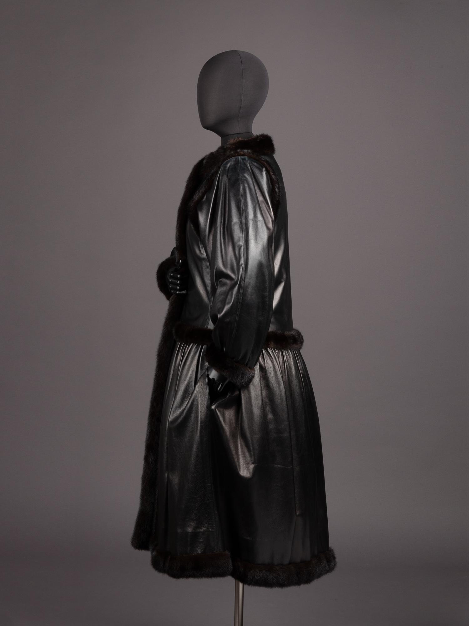Yves Saint Laurent Haute Couture Leather Coat with Fur Trim, Fall 1976