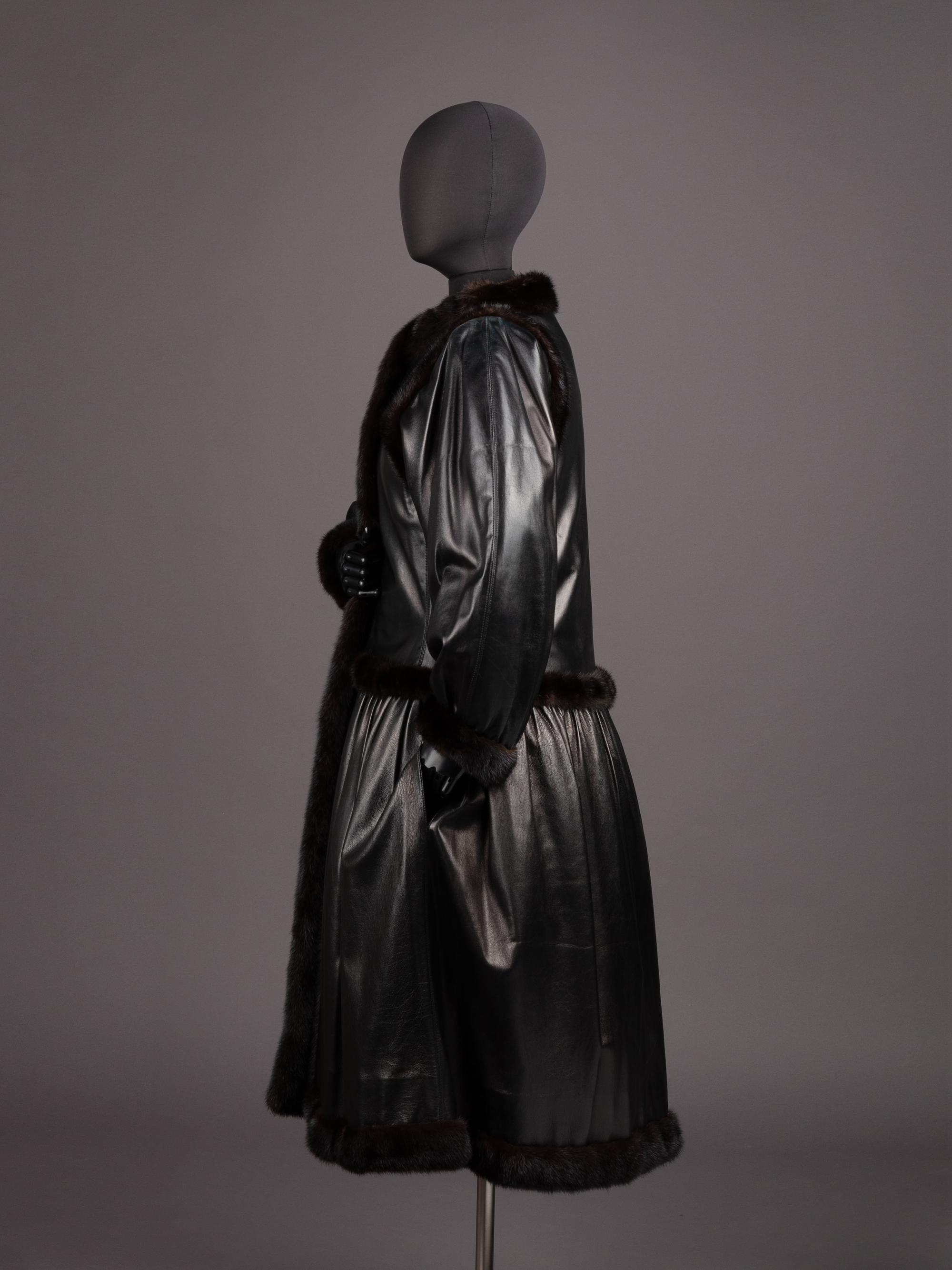 Yves Saint Laurent Haute Couture Leather Coat with Fur Trim, Fall 1976