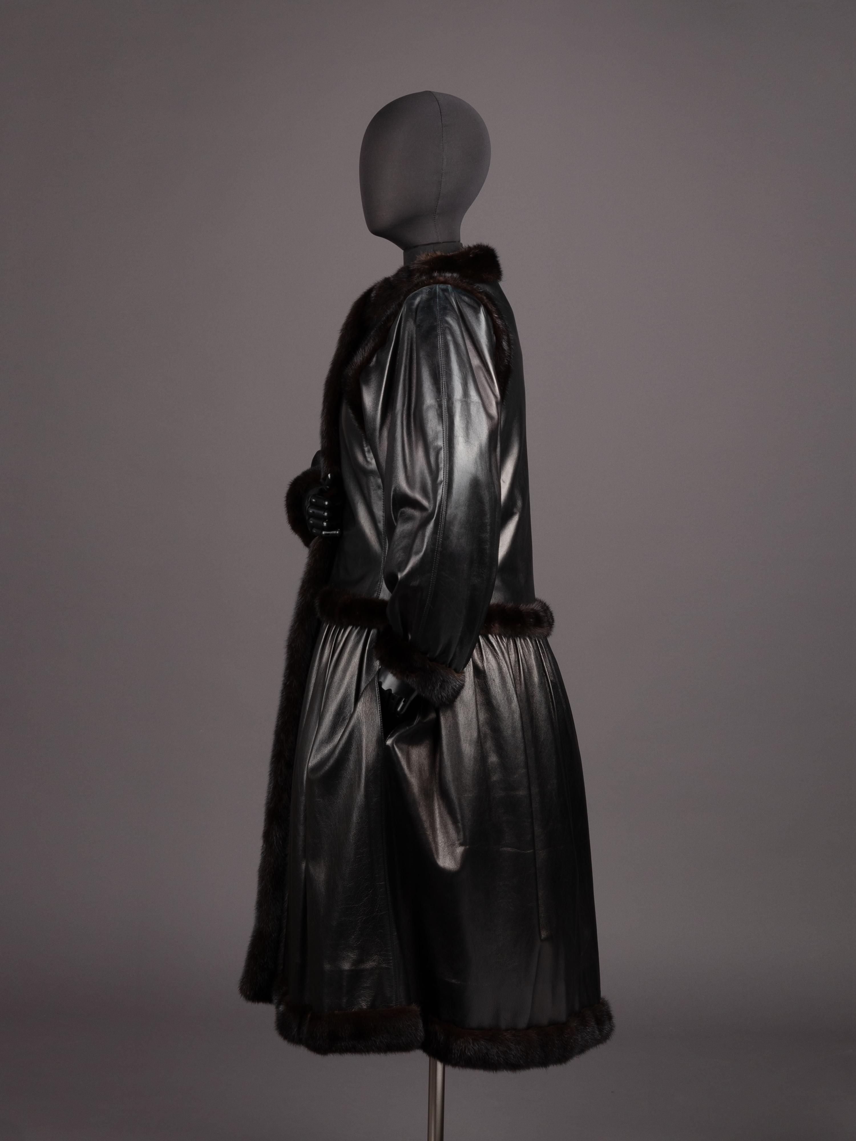 Yves Saint Laurent Haute Couture Leather Coat with Fur Trim, Fall 1976