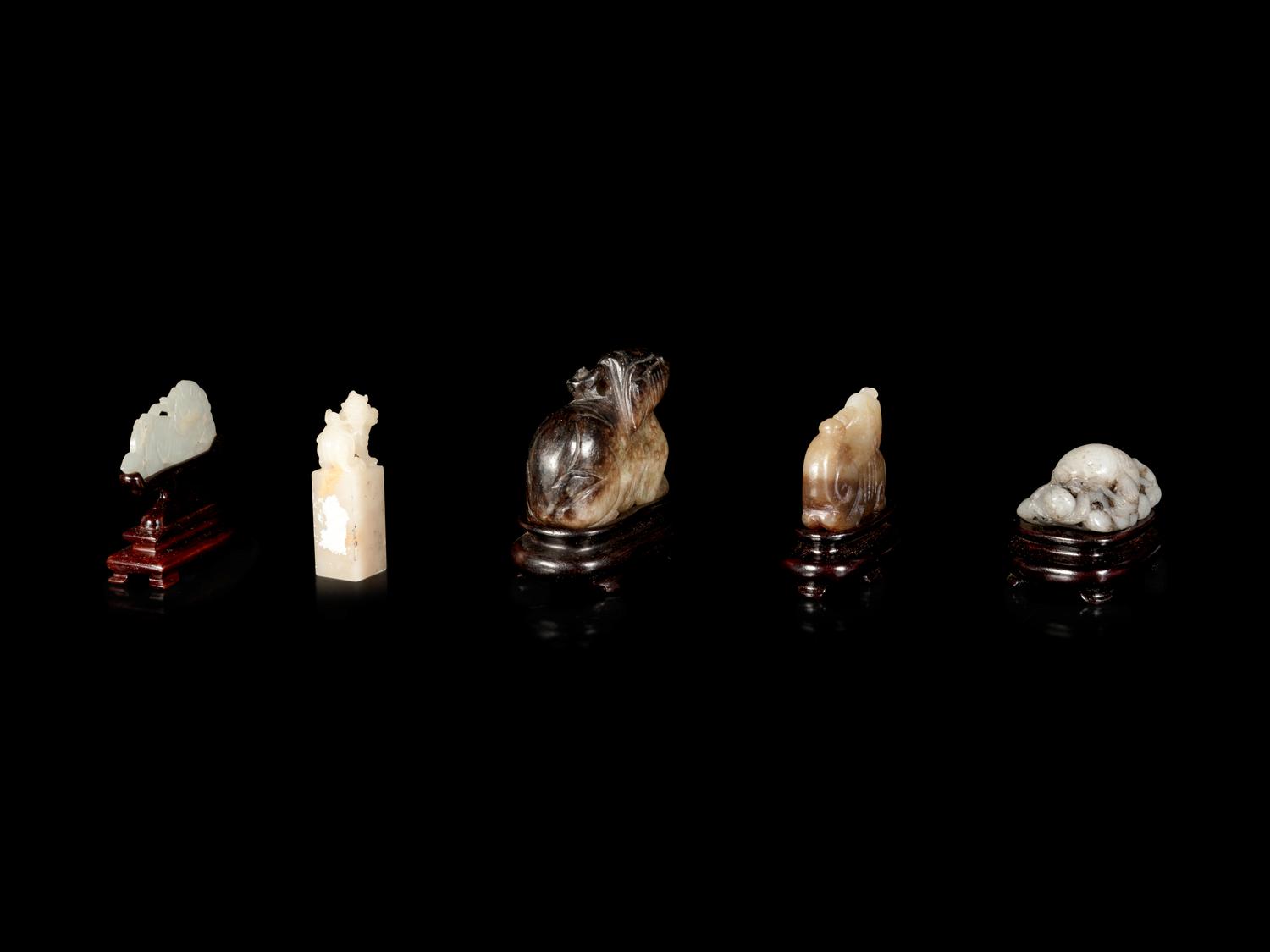 Five Chinese Carved Jade Animals