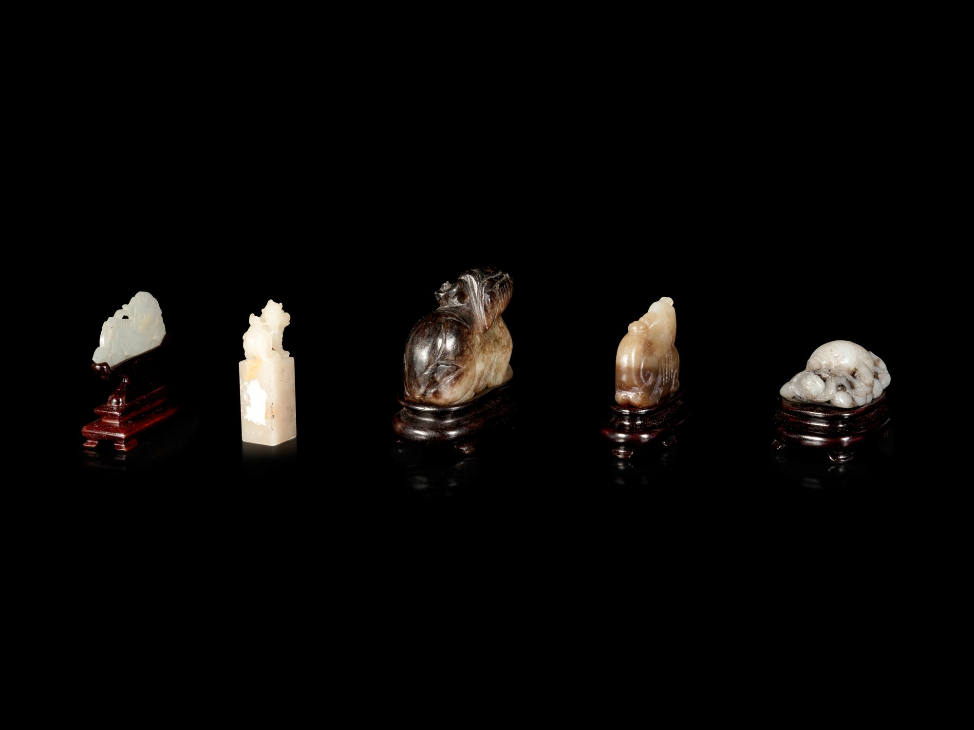Five Chinese Carved Jade Animals