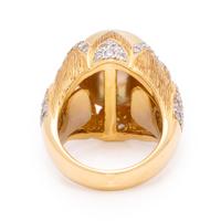 Golden Cultured Pearl, Diamond, and Yellow Gold Ring