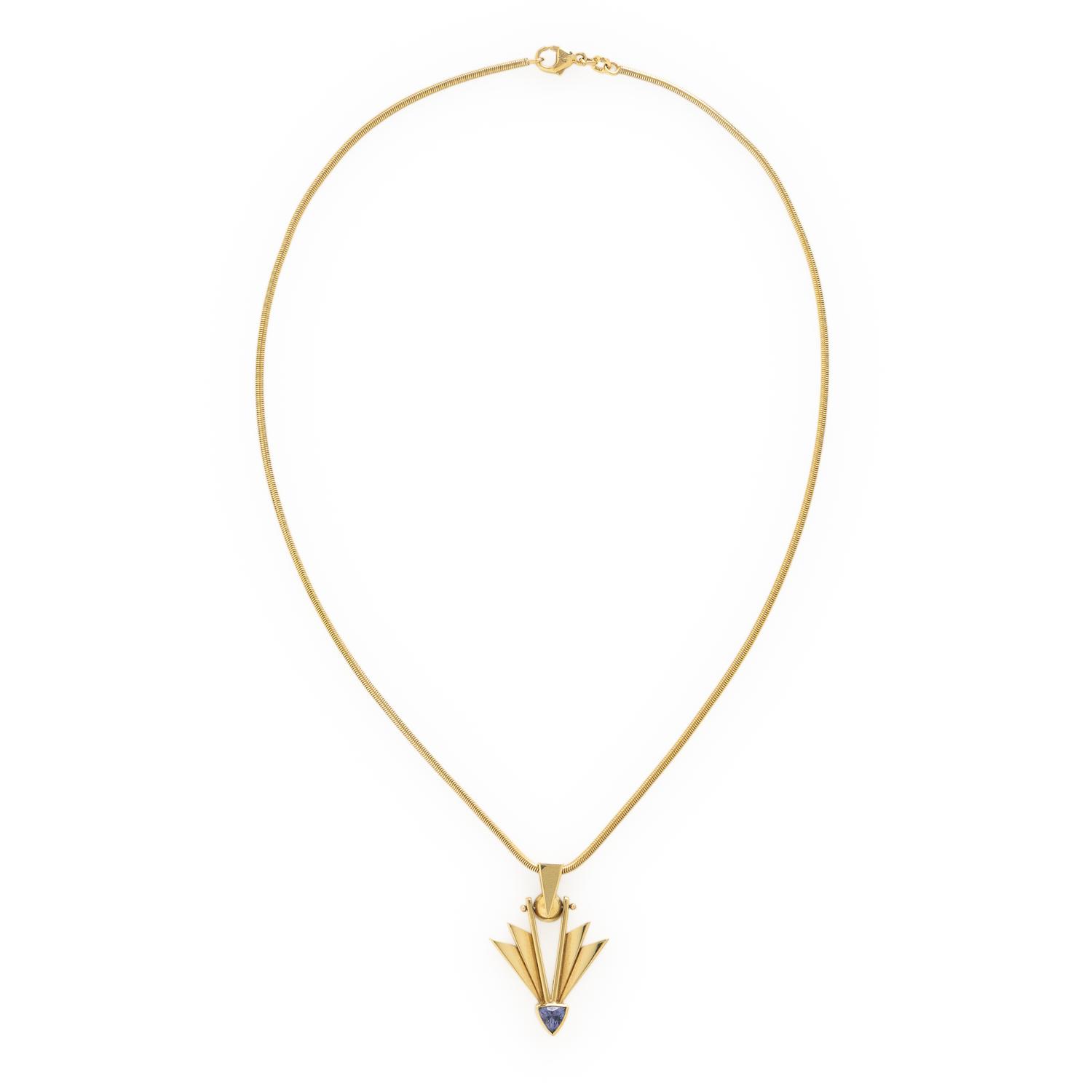 Aaron Macsai, Yellow Gold and Tanzanite Necklace
