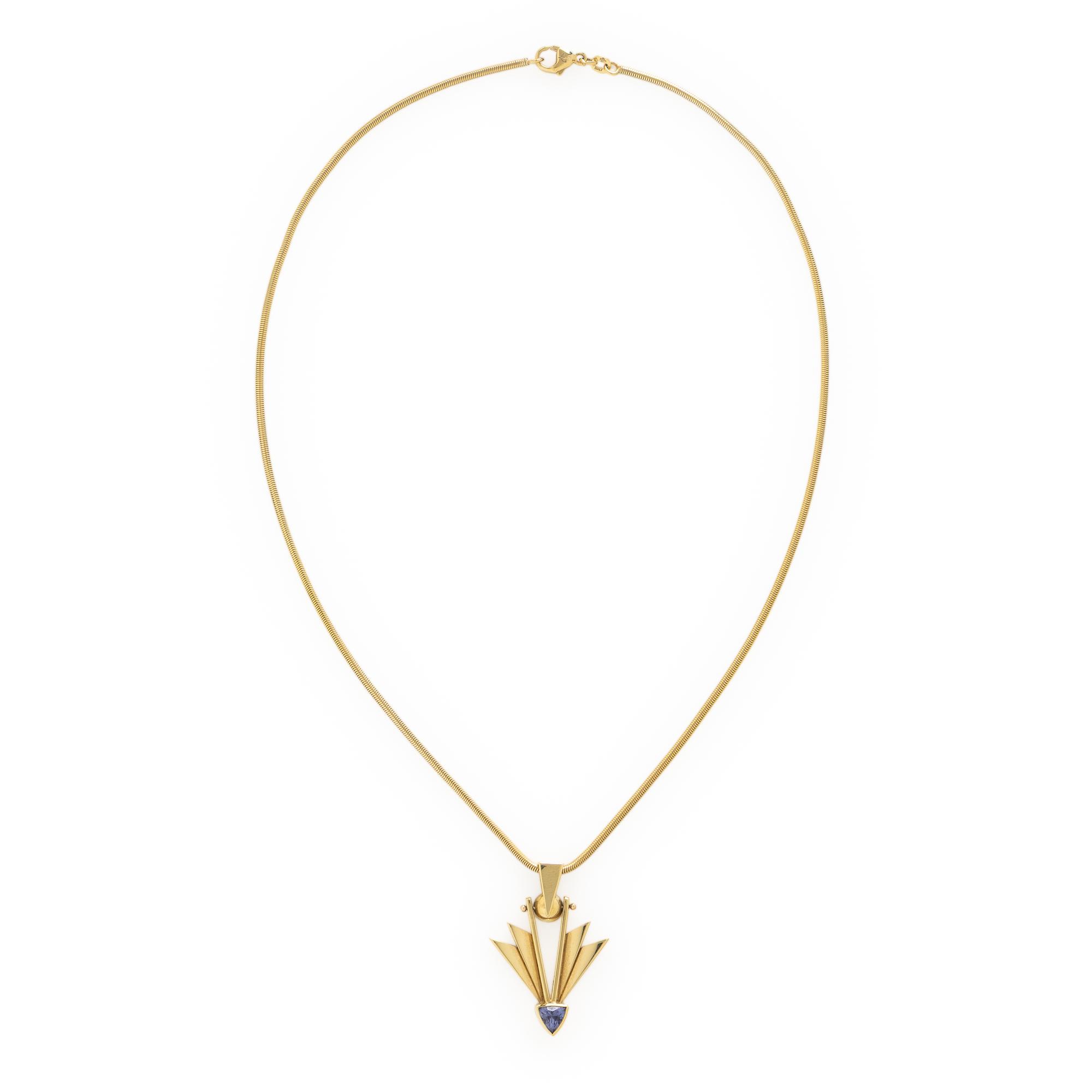 Aaron Macsai, Yellow Gold and Tanzanite Necklace