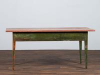 A Country Paint Decorated Pine Three-Drawer Farm Table