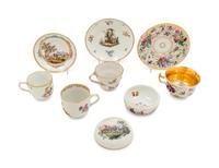 Three Meissen and Berlin (K.P.M.) Porcelain Cup and Saucer Sets