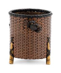 A Small Bronze, Shakudo and Gilt Metal Basket-Form Vessel