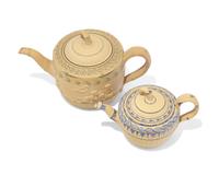 Two Wedgwood Caneware Teapots
