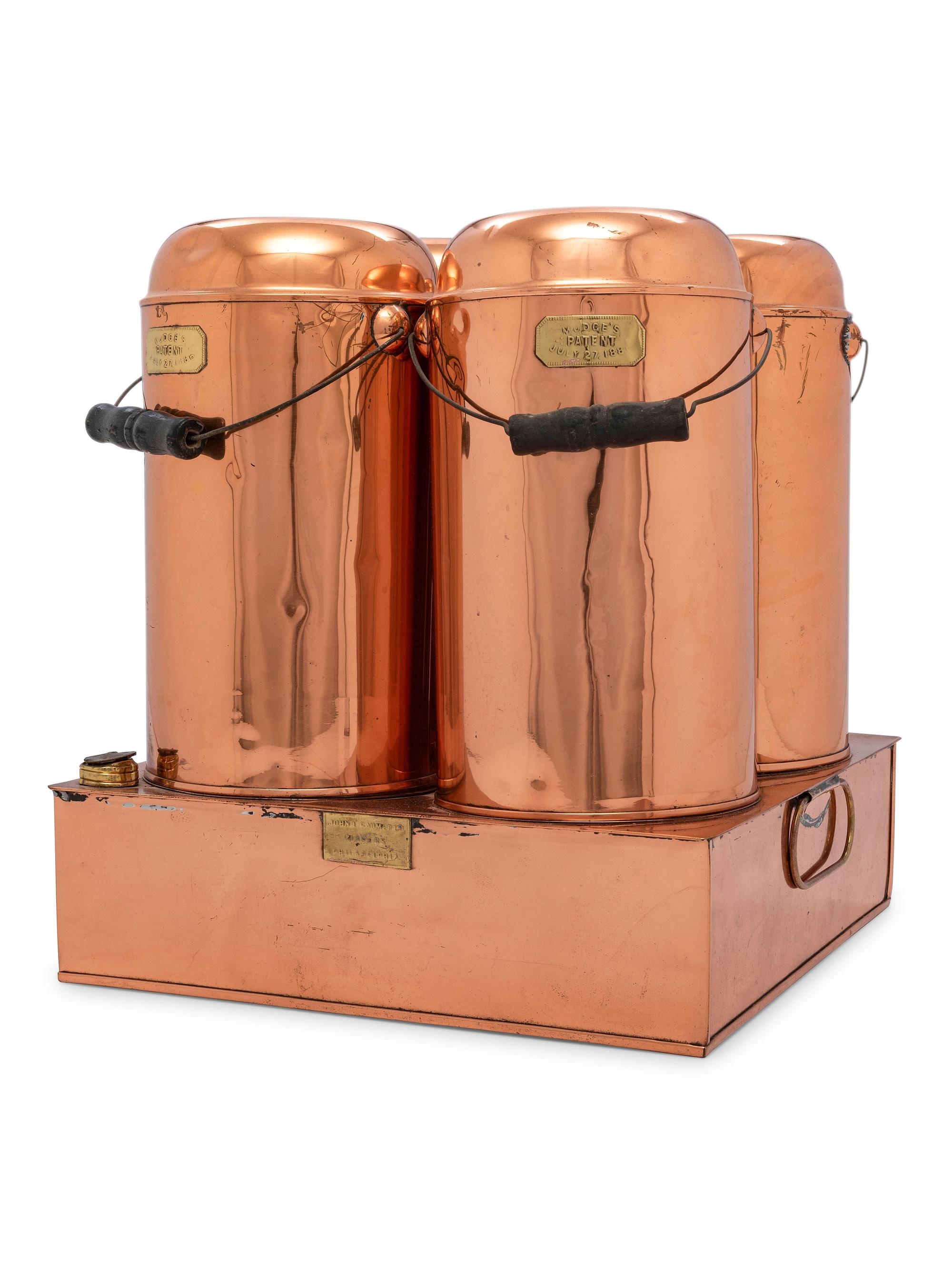 Three Sets of American Copper Mudge Canners