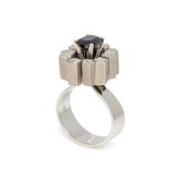 SYNTHETIC SAPPHIRE AND DIAMOND RING