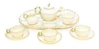 A Belleek Low Lily Tea Service, Width of tray 16 inches.