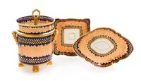 Three English Porcelain Dessert Service Articles Height of fruit cooler 11 inches. — MID-19TH CENTURY