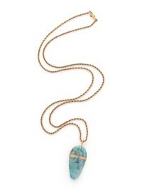 YELLOW GOLD, LARIMAR AND AQUAMARINE PENDANT/NECKLACE