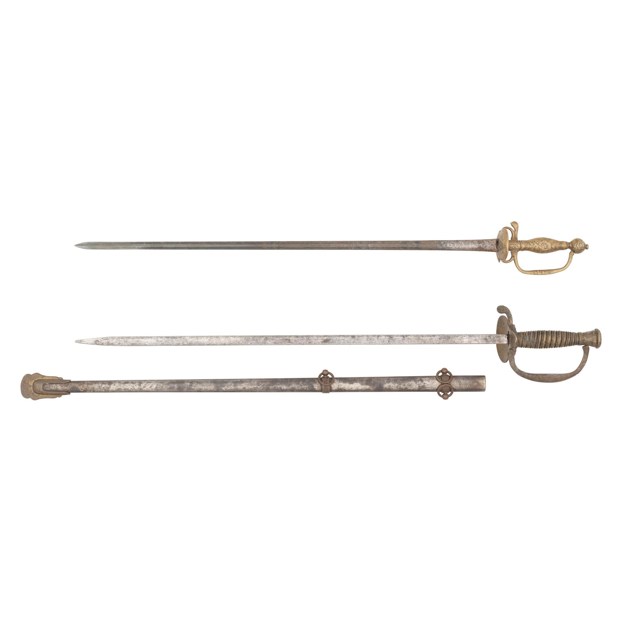 Two Children's Swords: Brass Hilted Small Sword and 1860 Staff & Field Style