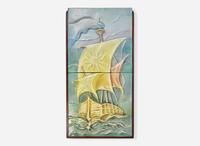 [ADD TO SALE 6355?] American Encaustic Tiling Company, Set of Two Schooner Architectural Tiles
