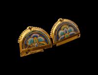 Two Mosan Champlevé and Gilt-Copper Ornamental Plaques