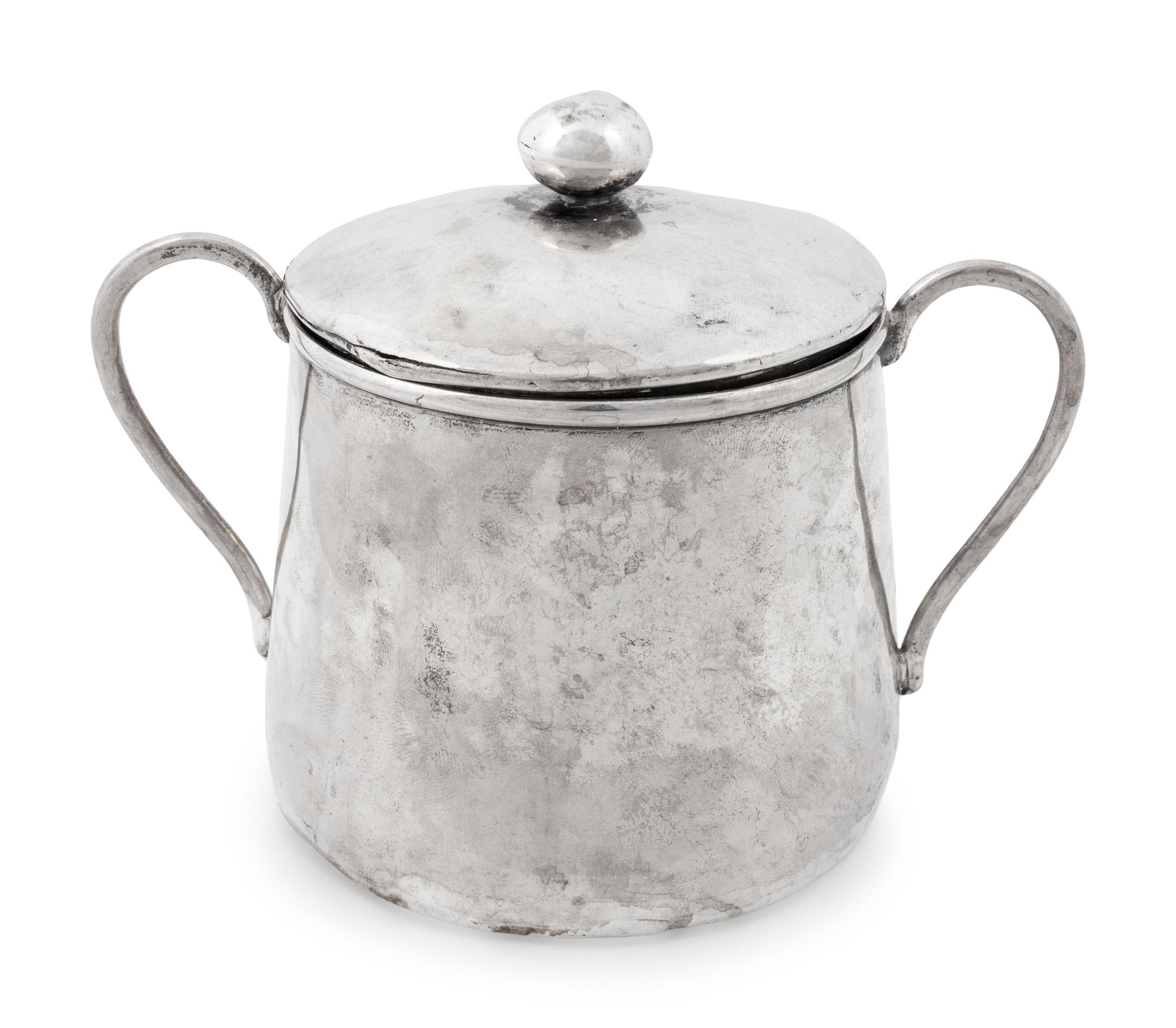 A Peruvian Silver Lidded Sugar Dish