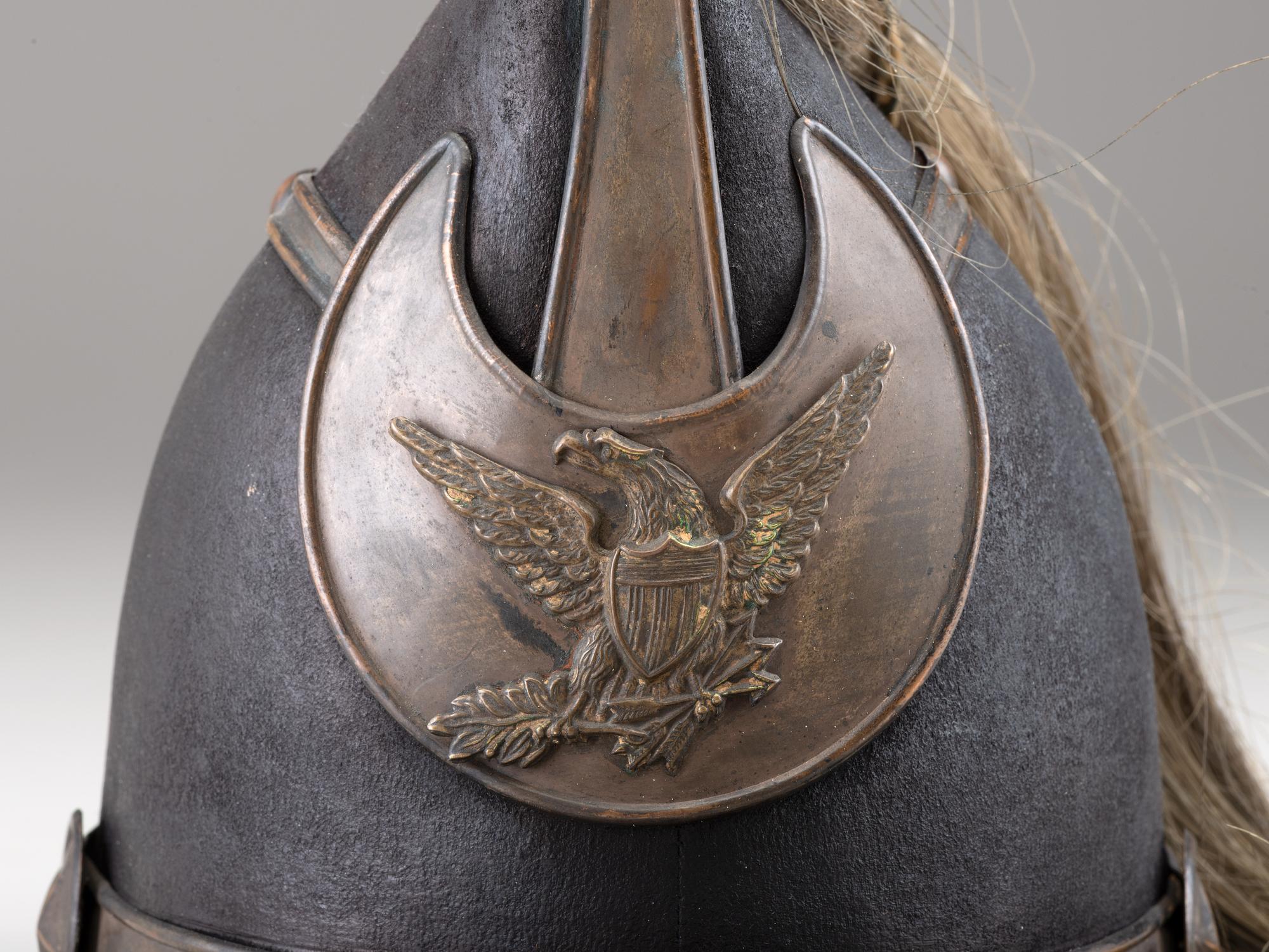 [MILITARIA]. Charleston Light dragoon jockey helmet. Ca 1835-1840.