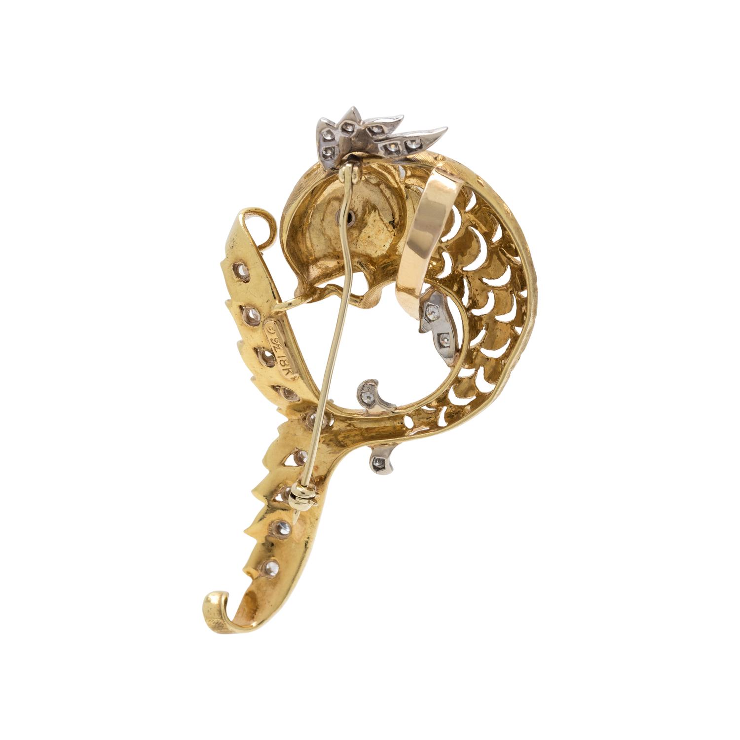 YELLOW GOLD AND DIAMOND FISH PENDANT/BROOCH