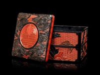 A Chinese Carved Lacquer Square Box and Cover
