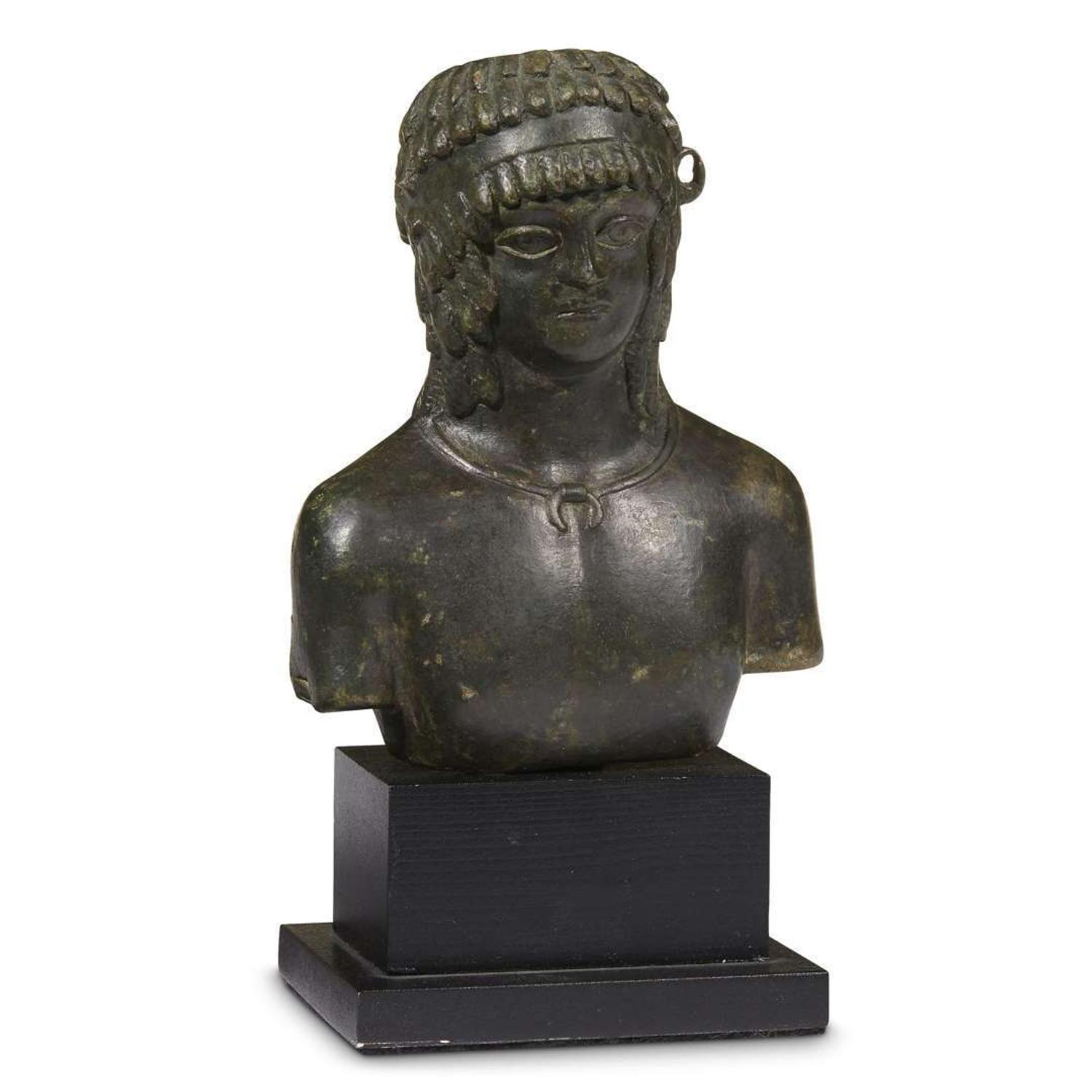 ROMAN BALSAMARIUM IN THE FORM OF A BUST OF ANTINOUS 2nd Century AD