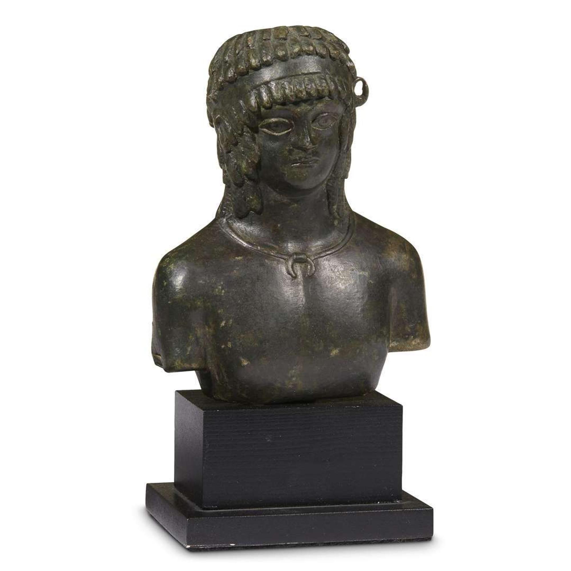 ROMAN BALSAMARIUM IN THE FORM OF A BUST OF ANTINOUS 2nd Century AD