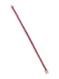 UNHEATED BURMESE RUBY AND DIAMOND BRACELET