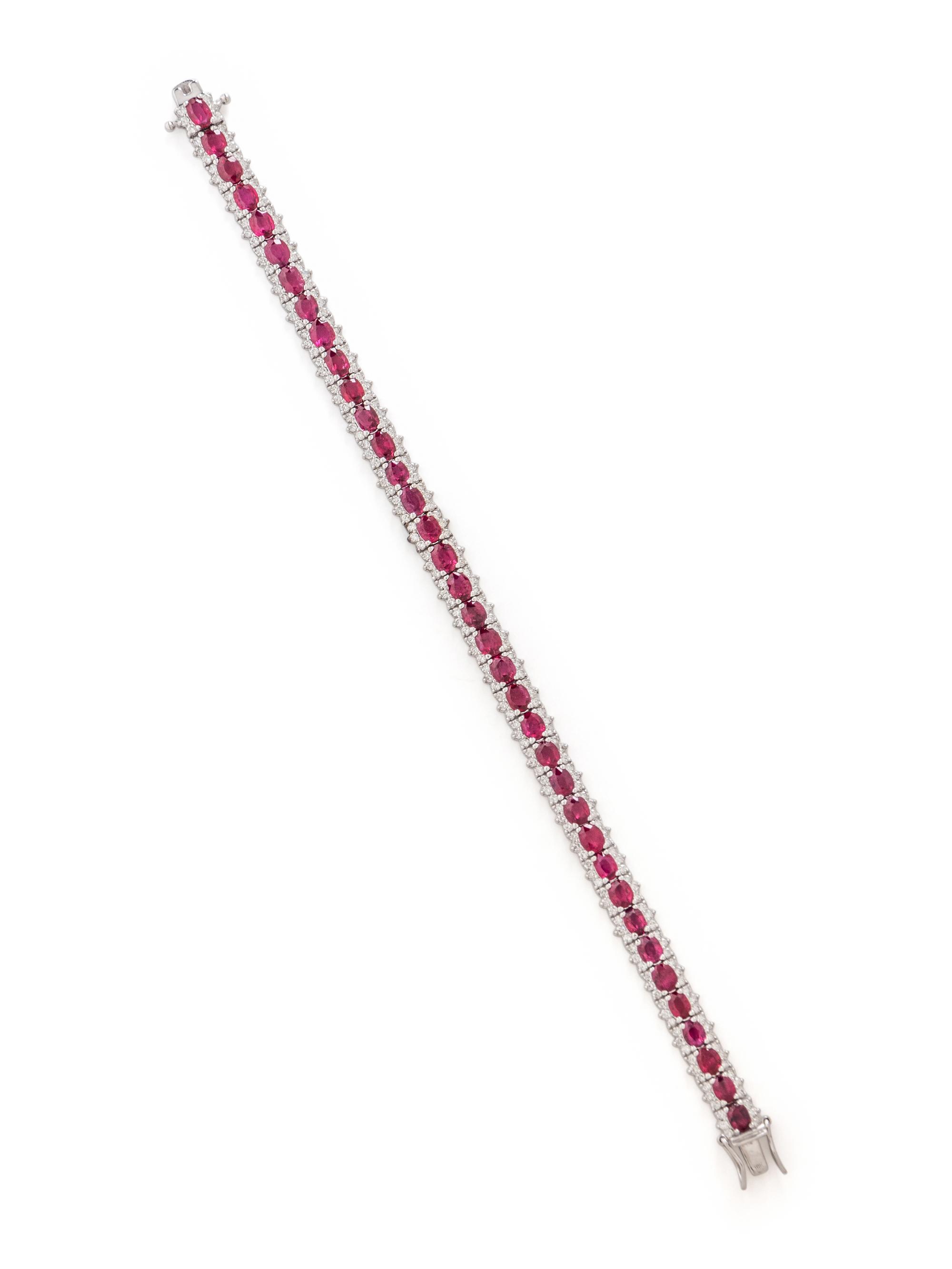 UNHEATED BURMESE RUBY AND DIAMOND BRACELET