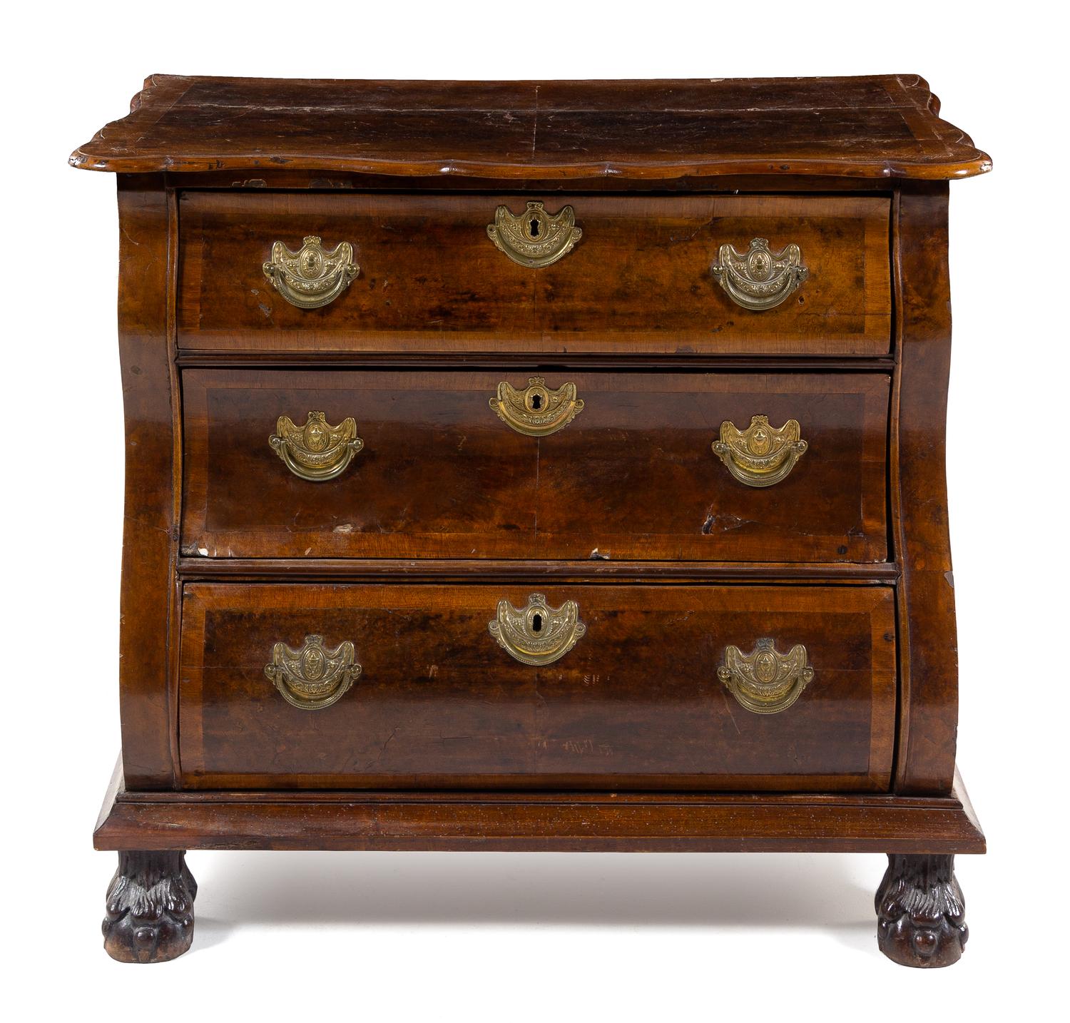 A Dutch Walnut Chest of Drawers Height 34 x width 39 x depth 21 inches. — 19TH CENTURY