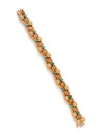 TIFFANY & CO., YELLOW GOLD AND TURQUOISE BRACELET