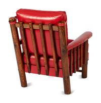 Spindle Sided Armchair with leather and Chimayo Weavings with matching ottoman