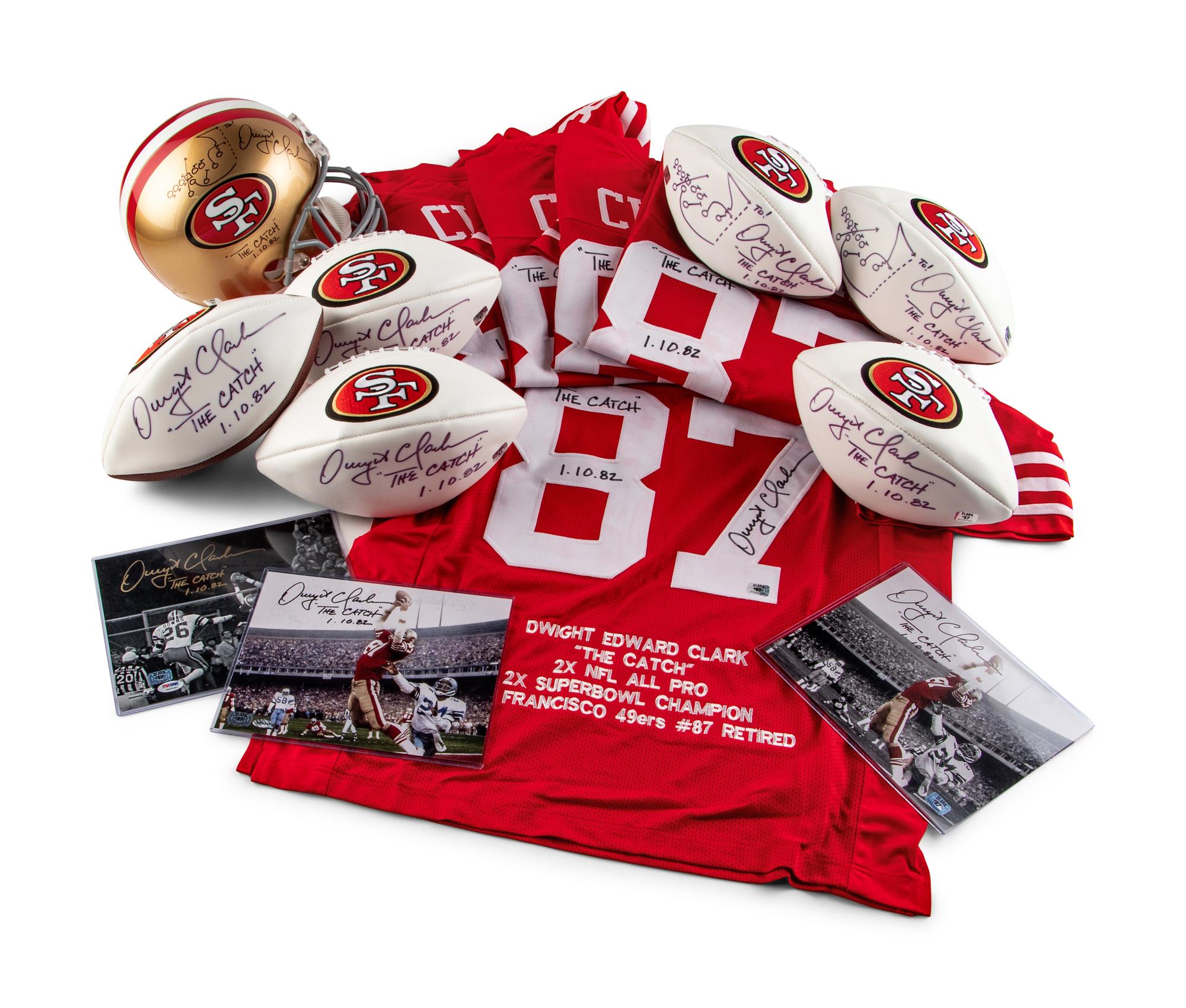 A Large Collection of Dwight Clark Signed Autograph "The Catch" Diagram San Francisco 49ers Items
