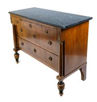A Northern European Mahogany Marble-Top Commode with Painted Feet — FIRST HALF 19TH CENTURY