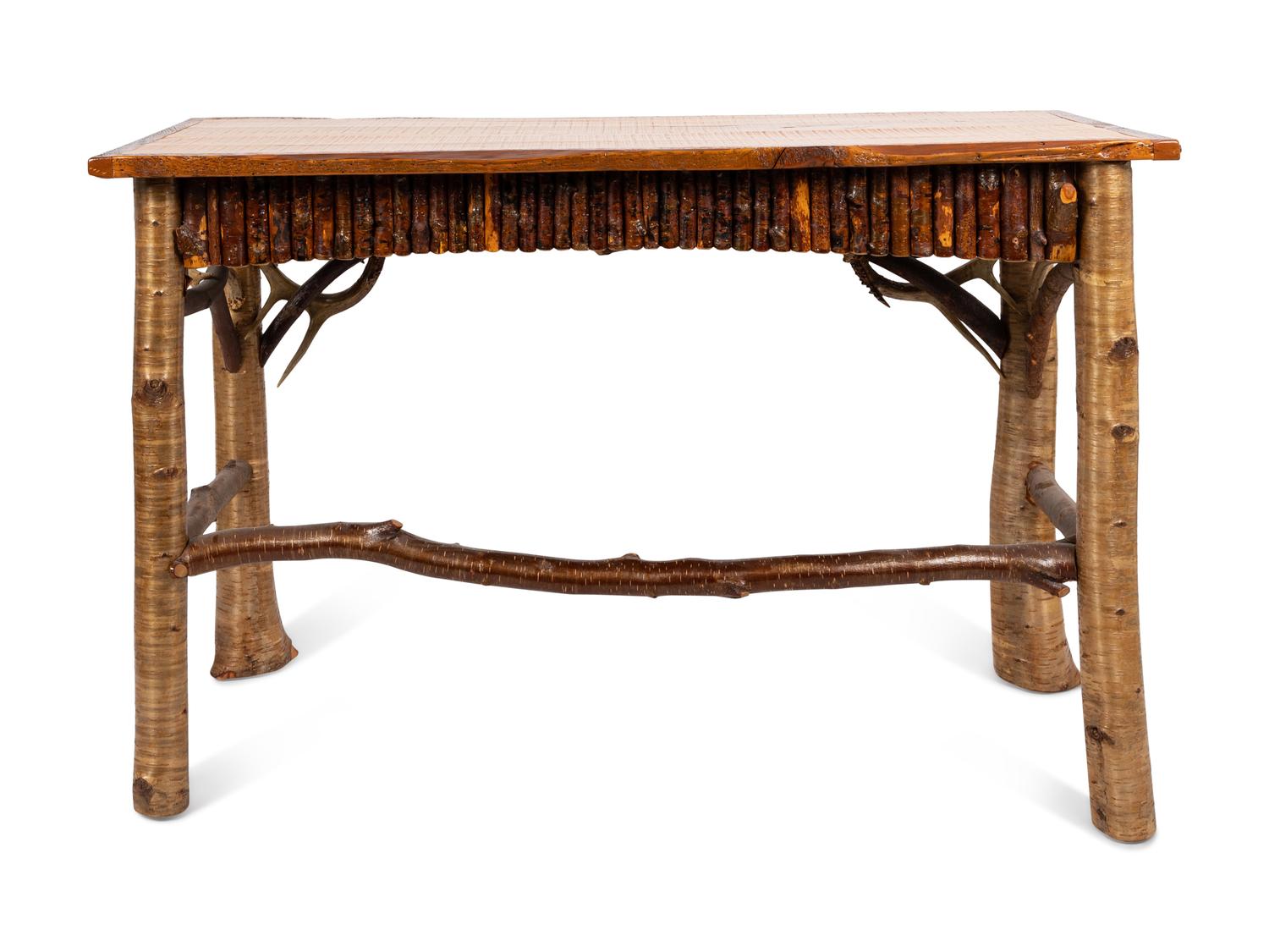 An Adirondack Table with Inset Painting