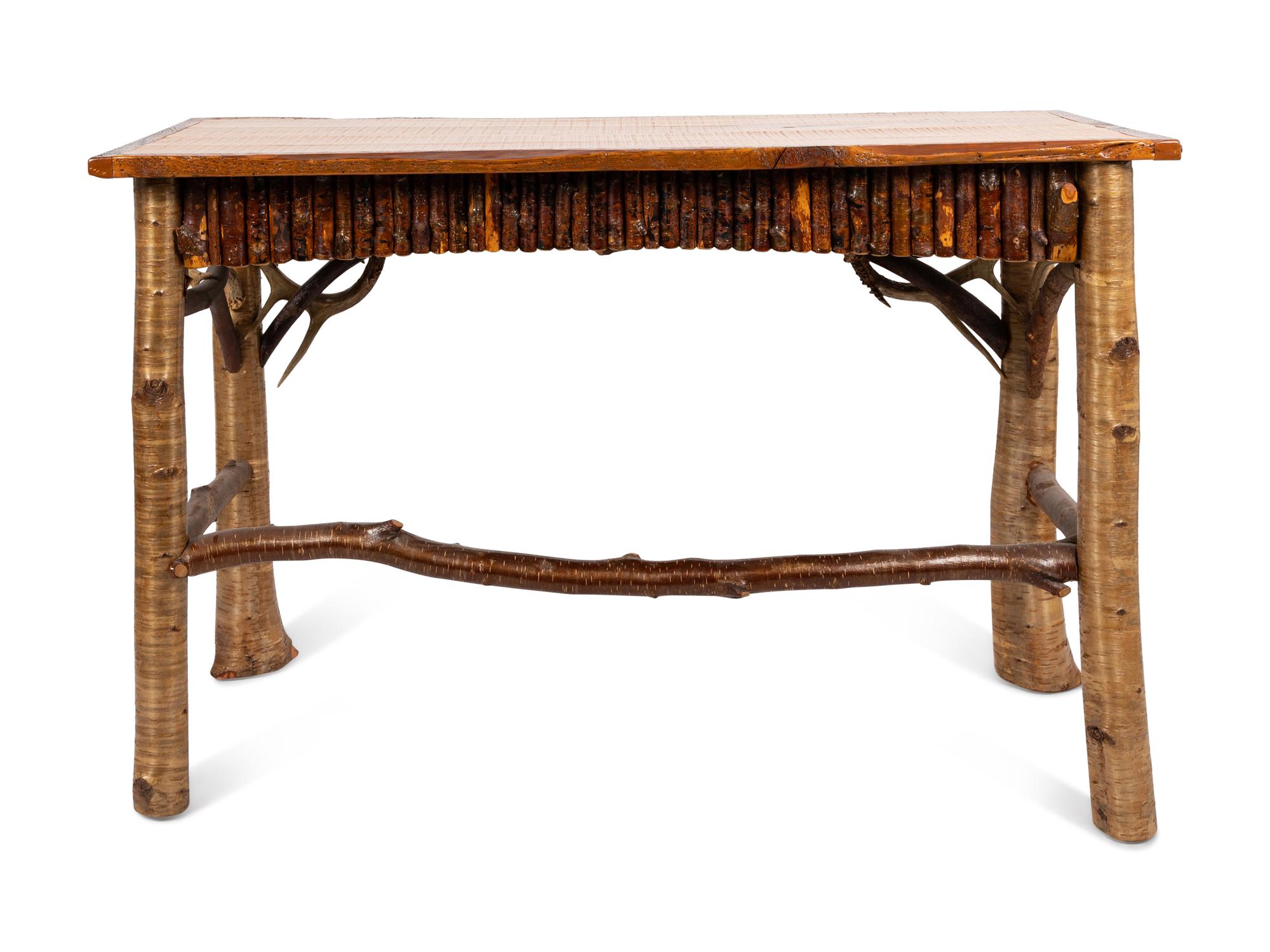 An Adirondack Table with Inset Painting