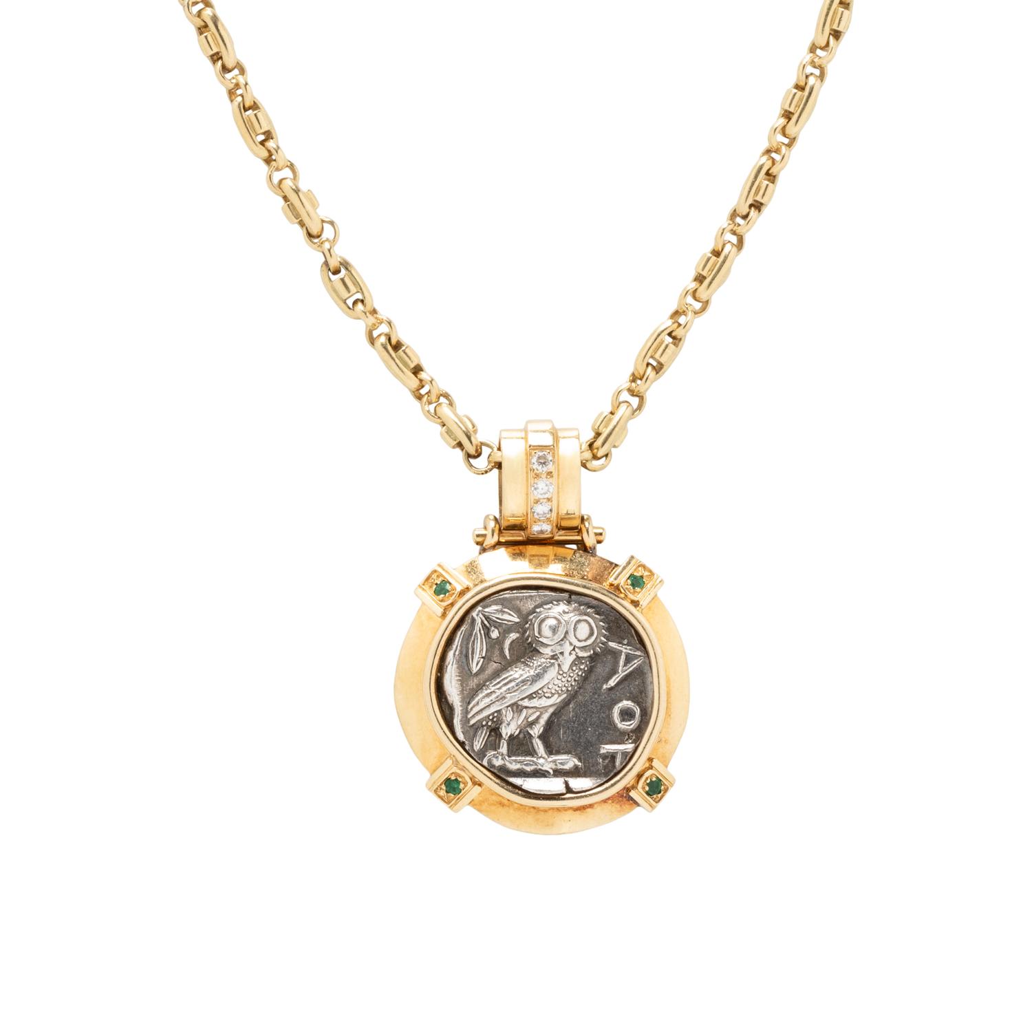 TETRADRACHM COIN AND MULTIGEM PENDANT NECKLACE