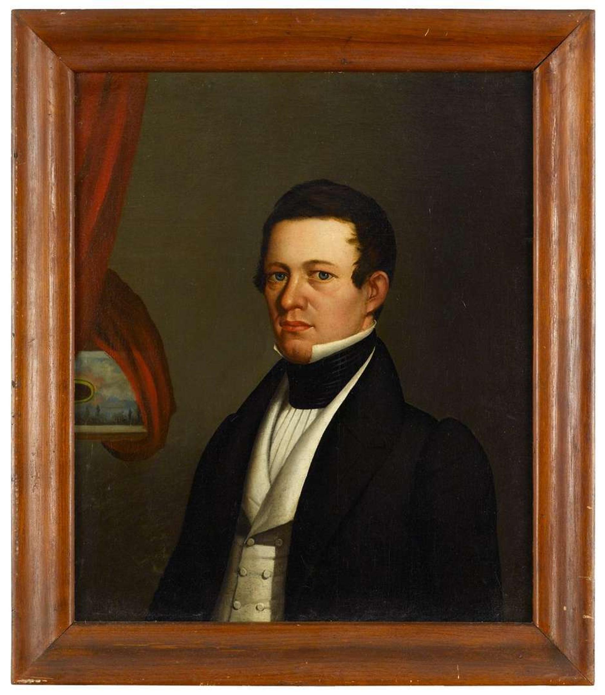 American School 19th century portrait of a young man