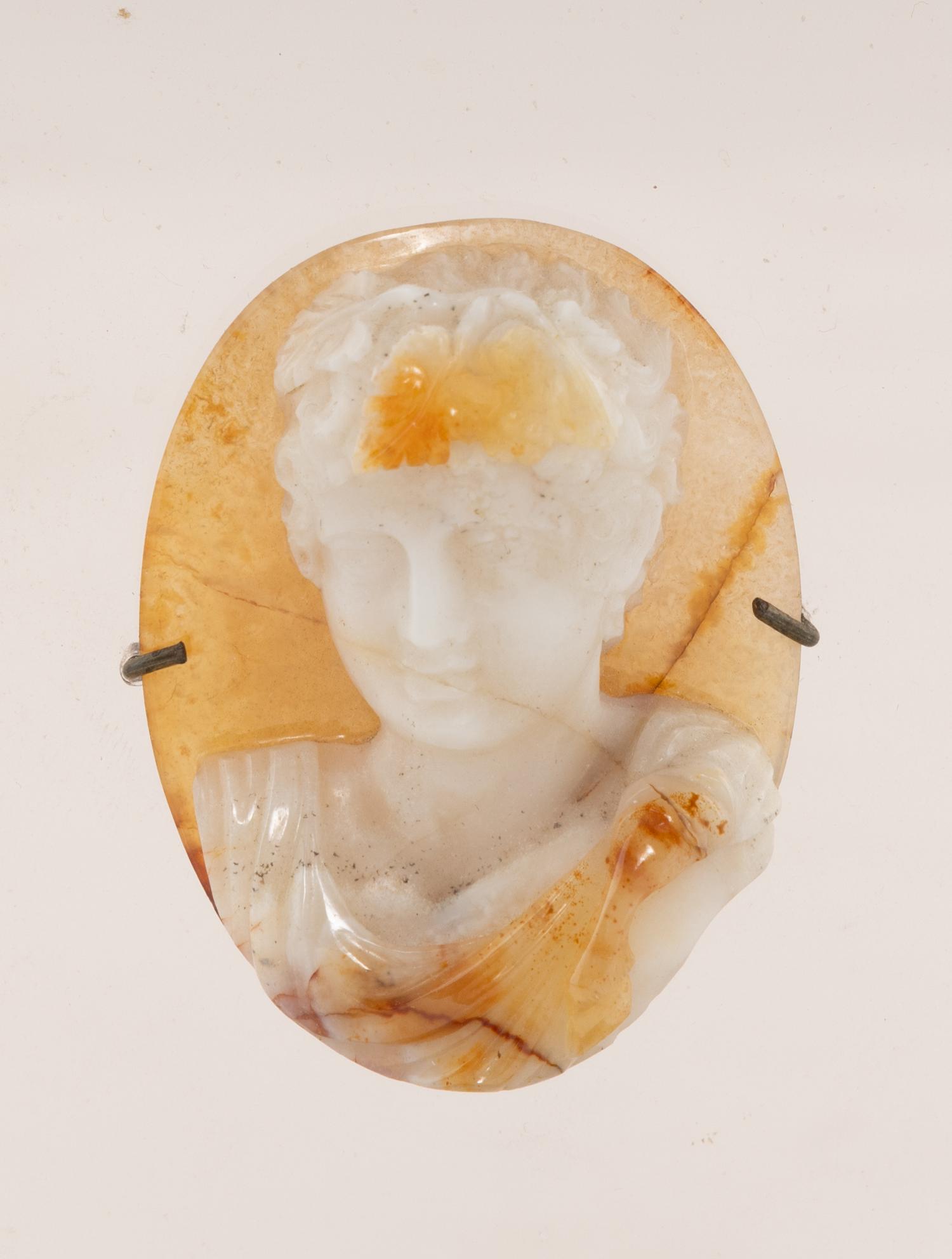 A Variegated Agate Relief of an Emperor