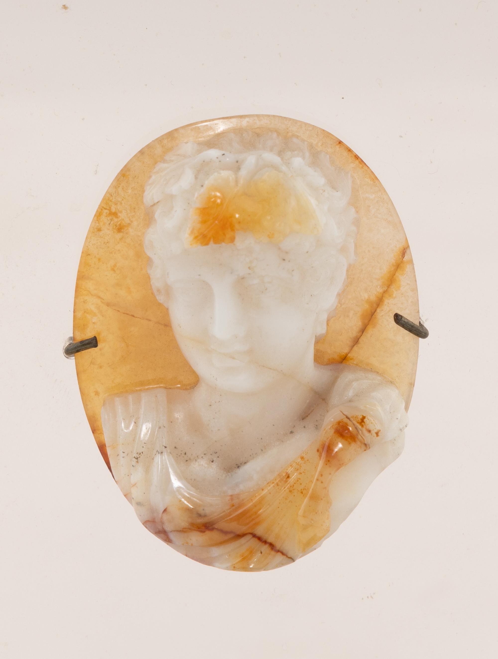 A Variegated Agate Relief of an Emperor